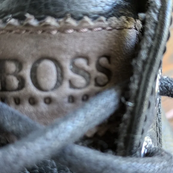 Hugo Boss Mens Black Leather High Tops Size 41 - Picture 2 of 15